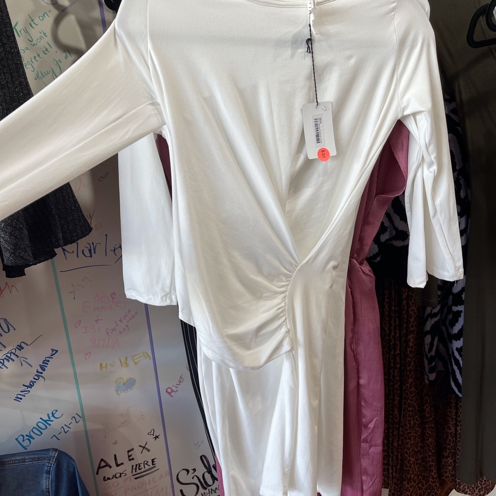 White Ruched Bodycon Dress